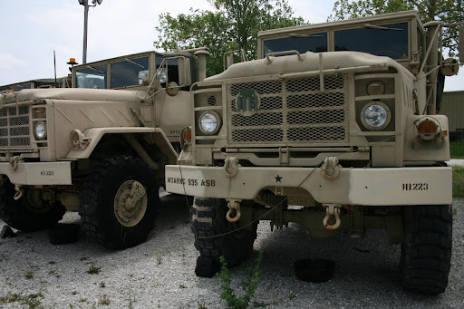 Trucks bearing a single star for the United States Army National Guard.