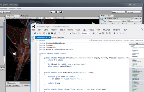 Coding Unity projects in Visual Studio. Yes that's Blackstorm Alpha in the background! Coding Unity projects in Visual Studio. Yes that's Blackstorm Alpha in the background!