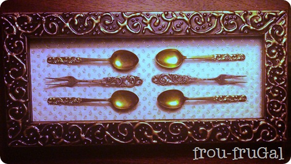 embossed frame with vintage cocktail silverware