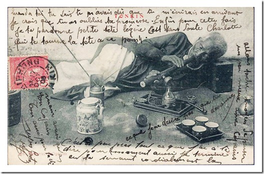 Opium Smoker Postcard Tonkin Vietnam 1908