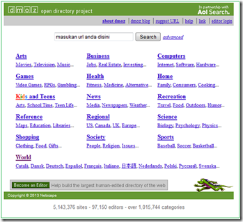 page Direktori DMOZ