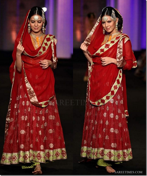 meera musaffar ali_red_lehenga