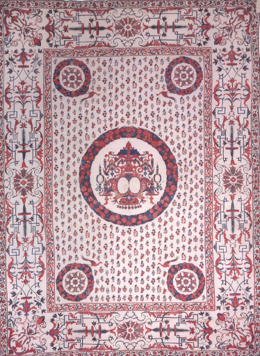 This wall hanging has such ornate detailing. Wall hanging cira 1710-1725.