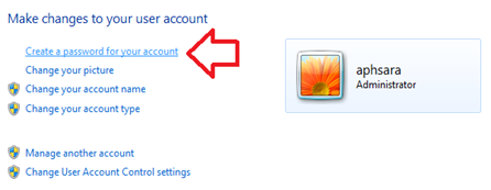 การตั้งค่ารหัสผ่านผู้ใช้ใน windows 7