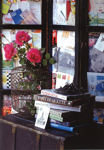 The shocking pink Semini rose, one of the author's signatures.