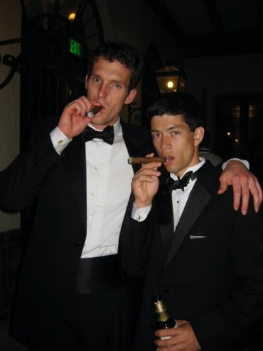 The guys enjoying the freshly-rolled cigars. The guys enjoying the freshly-rolled cigars.