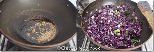 purple cabbage poriyal step by step