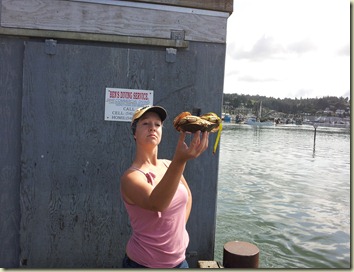 Megan posing with crab