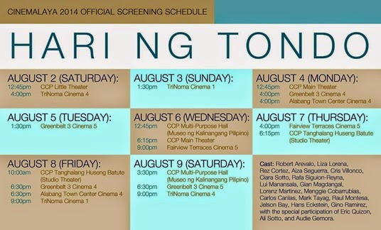 Hari ng tondo screening schedule hari ng tondo, cinemalayaX, cinemalaya