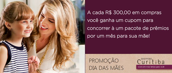 Promoção Dia das Mães no Shopping Curitiba: SPA, fotos, compras e jantar especial. shopping curitiba promocao dia das maes