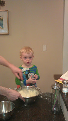 Andy and Matt making me chocolate chip pancakes