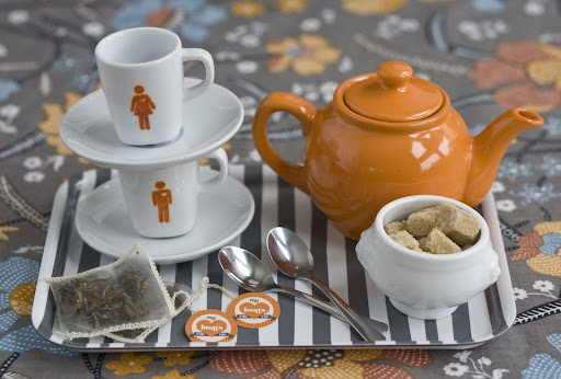 The wedding weekend can be a hectic one. Stash this his-and-hers tea set in your room for some quiet time.