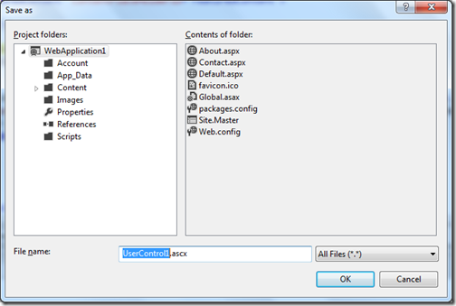Extract to user control feature save dialog visual studio 11 feature series