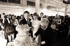 New York cake baker Sylvia Weinstock came to cut the cake she created for the couple with a Martha Stewart cake knife.