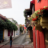Balcões da cidade murada da bela Cartagena - Colombia