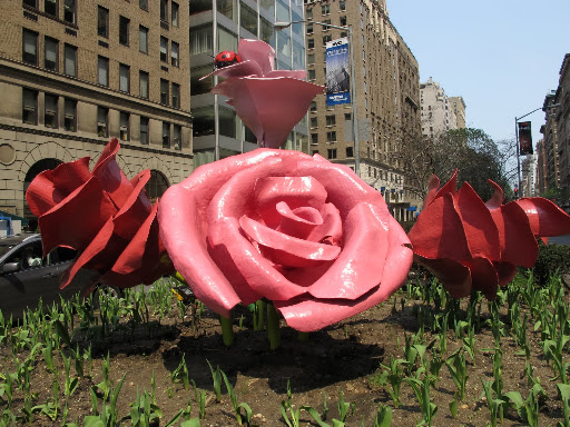 Ryman chose red and pink for all of the sculptures.