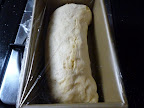 One loaf rising in the pan.