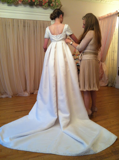 The convertible gown: Starts as an Empire waist gown with an amazing train…