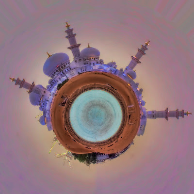 This "Planet" was created using a photograph of a Mosque I took in Abu Dhabi. This is my second attempt at "Planet" art, and I've very happy with the way this turned out. The blue center is water from the Arabian Gulf, then there is a layer of sand, and then the famous Grand Mosque in Abu Dhabi, along with some cranes at the bottom of the planet. Hope you like it!Here's a link to a step-by-step tutorial. It's actually pretty easy to do if you have a decent landscape or panorama shot to start off with. www.dirkpaessler.com/blog/index.php/photographers-tools/2...<br> © Jim Boud<br> 3557026741.jpg