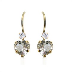 Heart Aquamarine and Simulated Diamond Earrings in 10k Yellow Gold