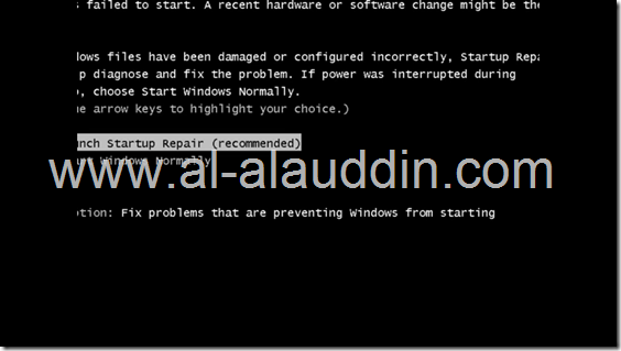 Launch startup repair by al-alauddin.com