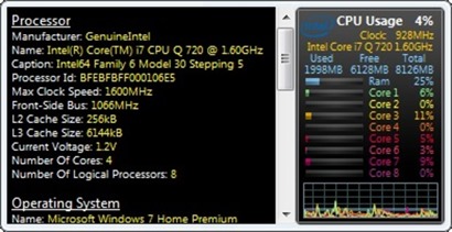 System Monitor All CPU Meter