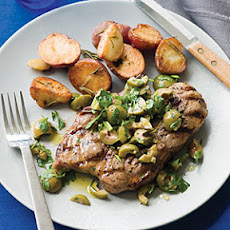 Lamb Blade Chops with Olive Parsley Salad