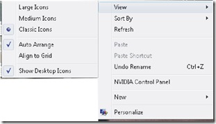 right click on desktop Vista