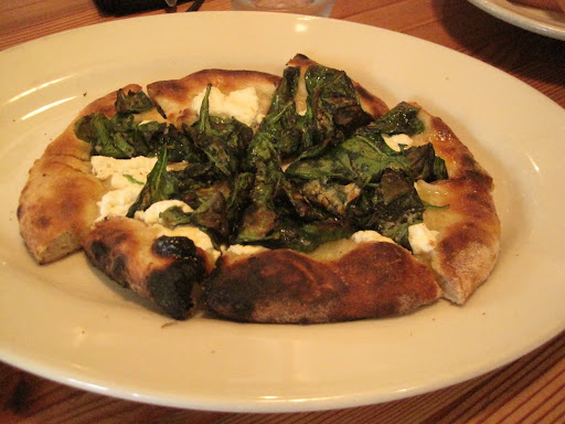 Pizza di spinaci:  fresh ricotta, spinach and garlic
