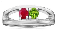 Split Shank Ring With Lab Created Ruby, Lab Created Peridot in 14k White Gold