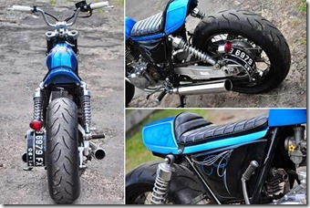 Modification Suzuki Thunder 250 Flat Track and Street Fighter blue