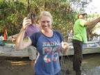 Piranha fishing - hails with the first catch of the day.