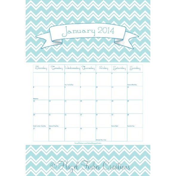 free printable january 2014 calendar