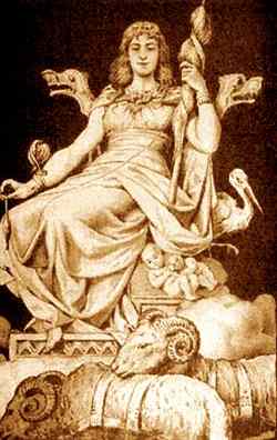 Frigg With Her Distaff And Animals, Asatru Gods And Heroes