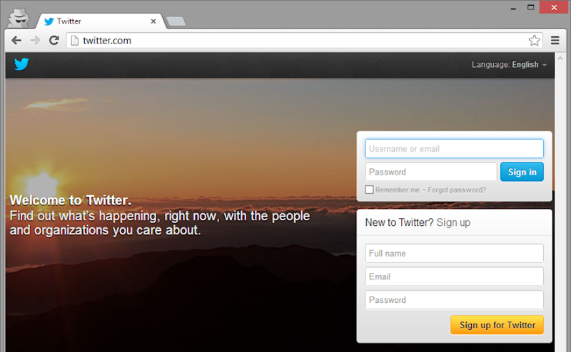 Twitter logon page loaded over HTTP