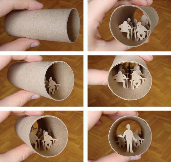 Fantastic scenes inside empty toilet paper rolls by Anastassia Elias
