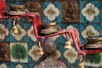 Oil lamps at temple