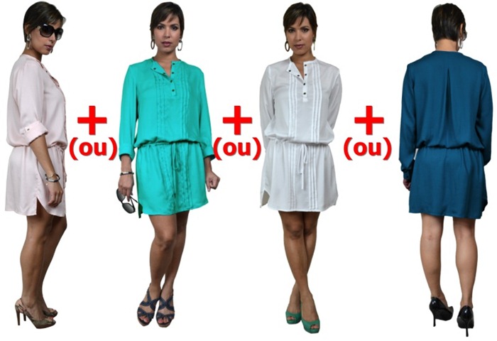 combo de ofertas moda de novela - dois chemisiers nervurinha coloridos combo de ofertas moda de novela - dois chemisiers nervurinha coloridos