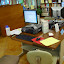 my little library station before I had a cubicle.