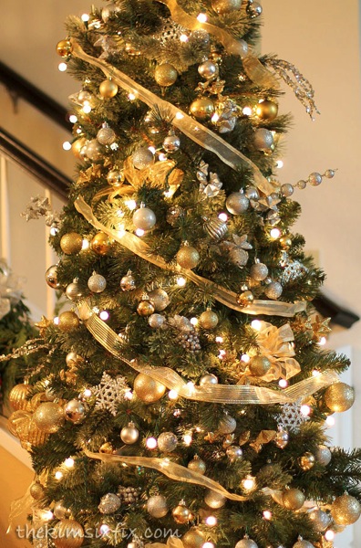 Gold and silver christmas tree