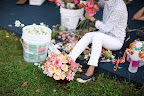 Friends helped assemble the bouquets.