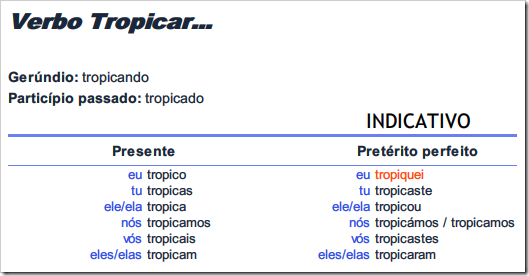 Verbo tropicar Verbo tropicar