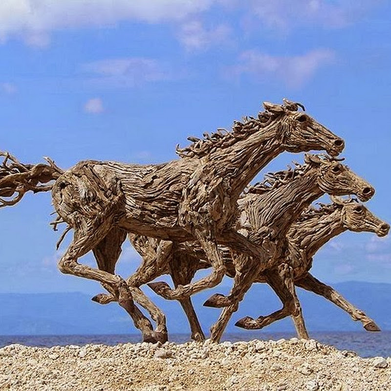 Driftwood Horse Sculptures by James Doranb Amusing