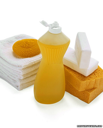 Your universal cleaning kit should include:
An all-purpose cleaner, or a solution of 2 tablespoons mild dishwashing liquid, such as Ivory, and 2 cups water in a spray bottle
A mildly abrasive cleanser, such as Bon Ami
A glass cleaner, or a solution of 1 part white vinegar and 1 part water in a spray bottle
Rubber gloves; lint-free white cloths; medium-bristled scrub brush Your universal cleaning kit should include:
An all-purpose cleaner, or a solution of 2 tablespoons mild dishwashing liquid, such as Ivory, and 2 cups water in a spray bottle
A mildly abrasive cleanser, such as Bon Ami
A glass cleaner, or a solution of 1 part white vinegar and 1 part water in a spray bottle
Rubber gloves; lint-free white cloths; medium-bristled scrub brush