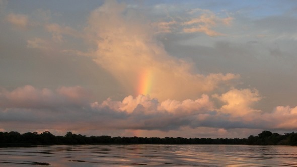 Arco-íris no Lago Mamirauá