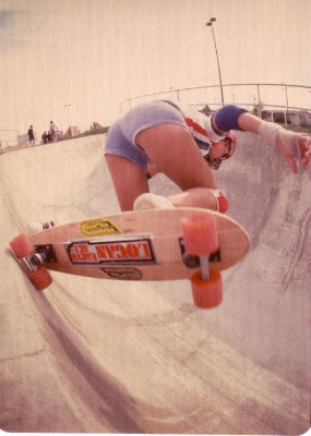 Girl skater legend Cindy Whitehead/Logan yes she shares the same last name giving doing a backside off the top at Skateboard World in Torrance, Those South bay chicks know how to skate!...........