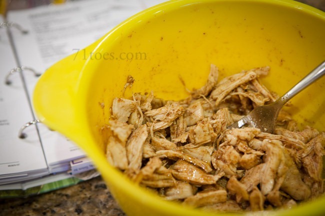 chicken marinating for honey-lime enchiladas