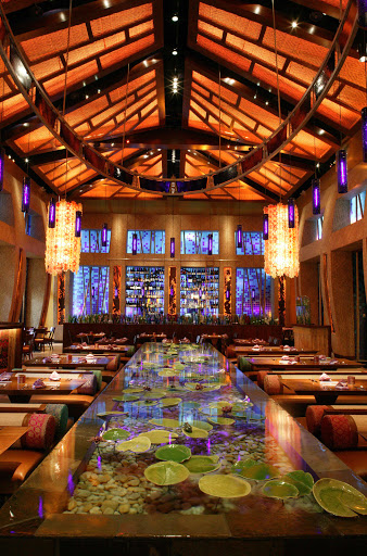Emeril's Tchoup Chop in Orlando. The water feature in the center of the restaurant is breathtaking.