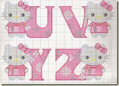 Punto Cruz Abecedário de Hello Kitty-U-V-Y-Z