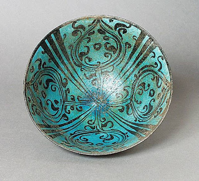 Bowl Iran, Kashan Bowl, early 13th century Ceramic; Vessel, Fritware, underglaze-painted, 3 3/4 x 7 1/2 in. (9.53 x 19.05 cm) The Nasli M. Heeramaneck Collection, gift of Joan Palevsky (M.73.5.281) Art of the Middle East: Islamic Department.